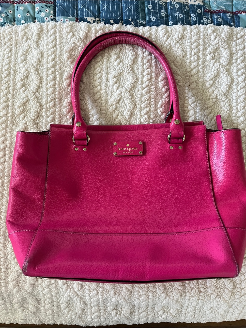 kate spade Hot Pink Pebbled Leather Tote Bag